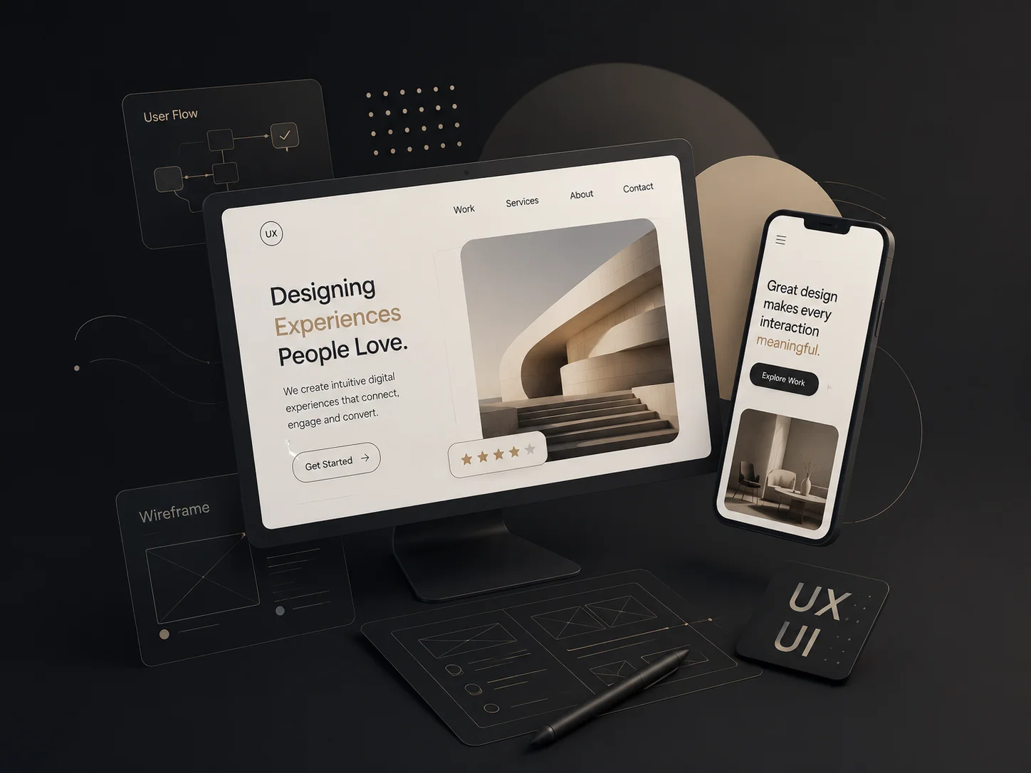 Ux/Ui Design Services With Responsive Desktop And Mobile Interfaces