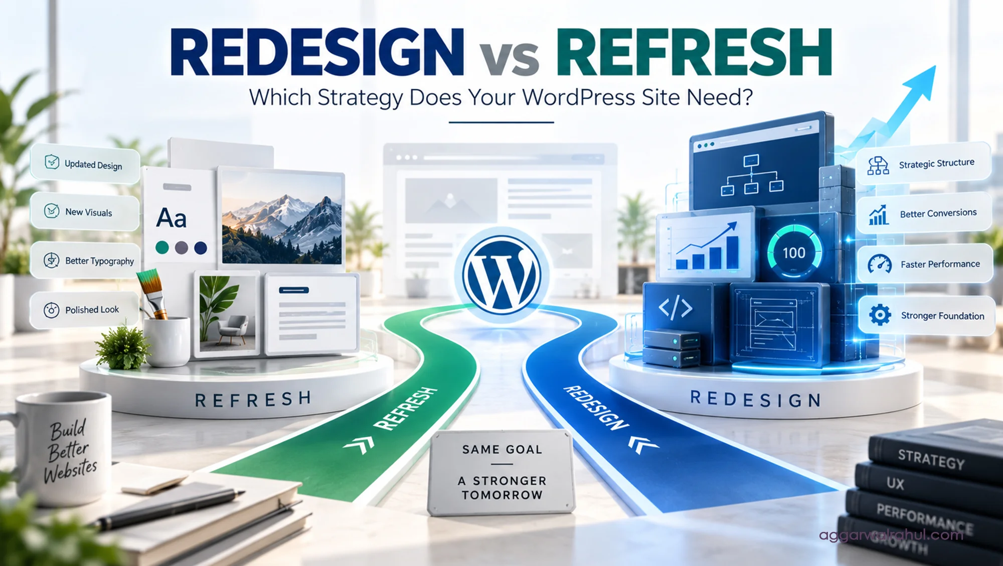 Wordpress Redesign Vs Refresh Decision Chart Comparing Visual Updates With Architectural Rebuilds.